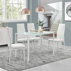 Esstisch Enschede 105x60x75 cm Tischplatte Glas Weiß en.casa