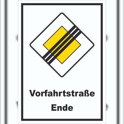 HB-Druck Vorfahrtstraße Ende Schild A4 Rückseite selbstklebend