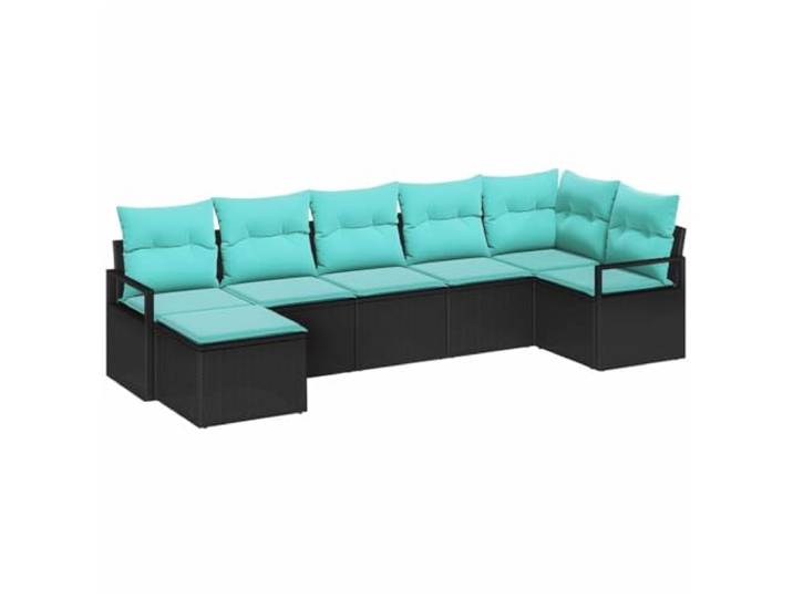 PUGYNBK Sofa-Set, 7-teilig, Schwarz, synthetisches Rattan Modular, Schaumstoffkissen mit abnehmbaren Bezügen, Reißverschluss, manuelle Anpassung, modernes Design