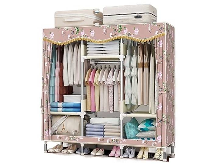CVdrtyED Kleiderschrank Schrank-Aufbewahrungs-Organizer, Stahlrohr-Kleiderschrank, Freistehender Stoffschrank, Kleidungs-Organizer Schlafzimmer Organizer