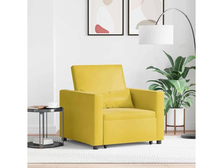 vidaXL Pull out Sofa Bed Single Gelb Samt