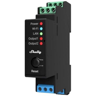 Shelly Pro 2PM Hutschienenrelais Bluetooth, Wi-Fi
