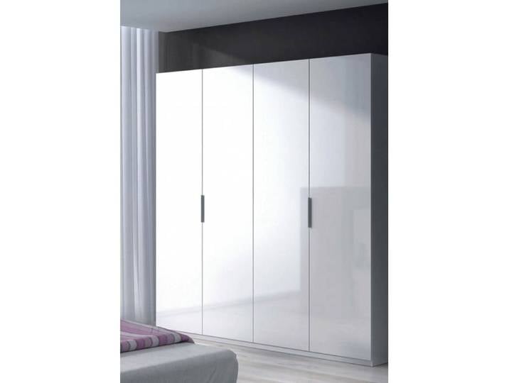 Dmora - Grande armoire Knoxville 180x52h200 cm blanche Panneau effet bois