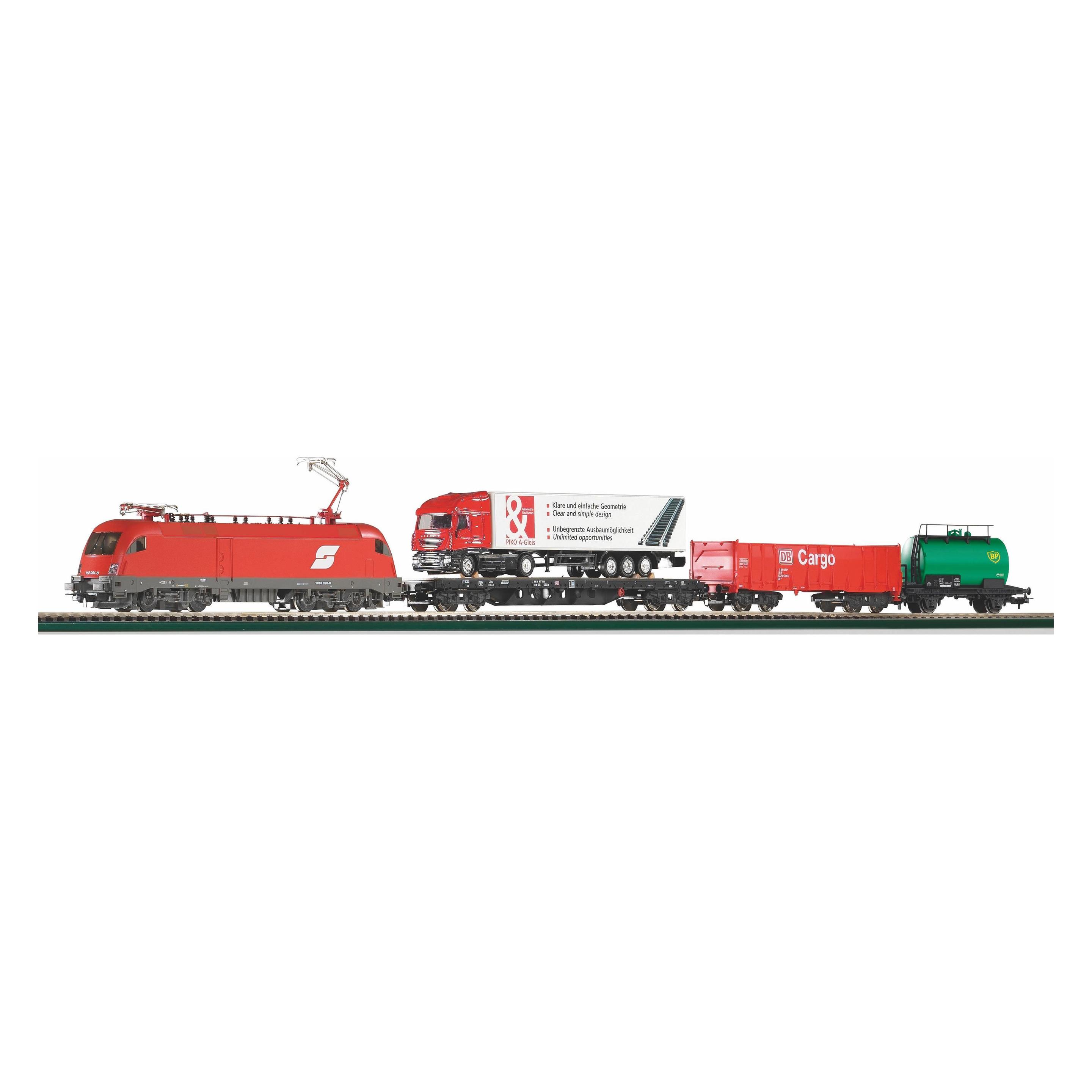 Piko Start Set E-Lok ÖBB Taurus + Güterwg. A-Gl,Bettung (Spur H0) (57177)
