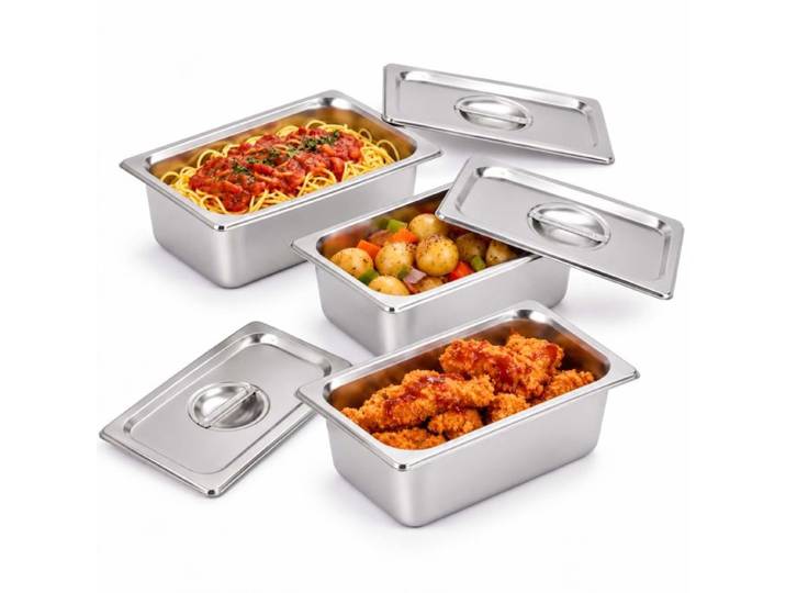 Relaxdays Bacs gastro GN 1/4 en inox, set de 3