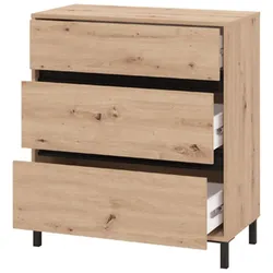 Dmora Mapello - Kommode, 80x40x90h cm Eiche Braun Knoten, 3 Schubladen