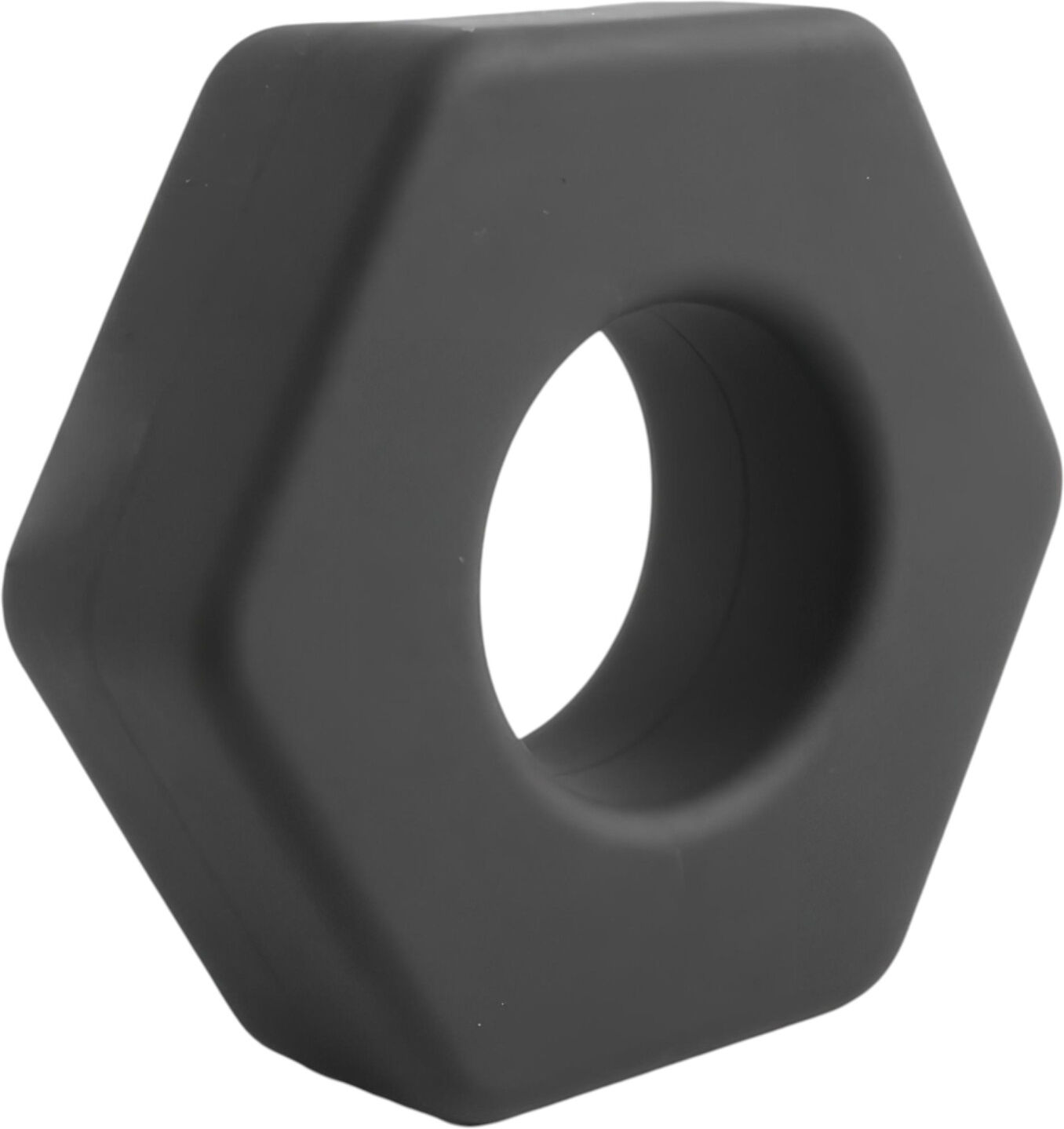 Pulselock Forge - black silicone penis ring in the shape of a hex nut - 22 mm