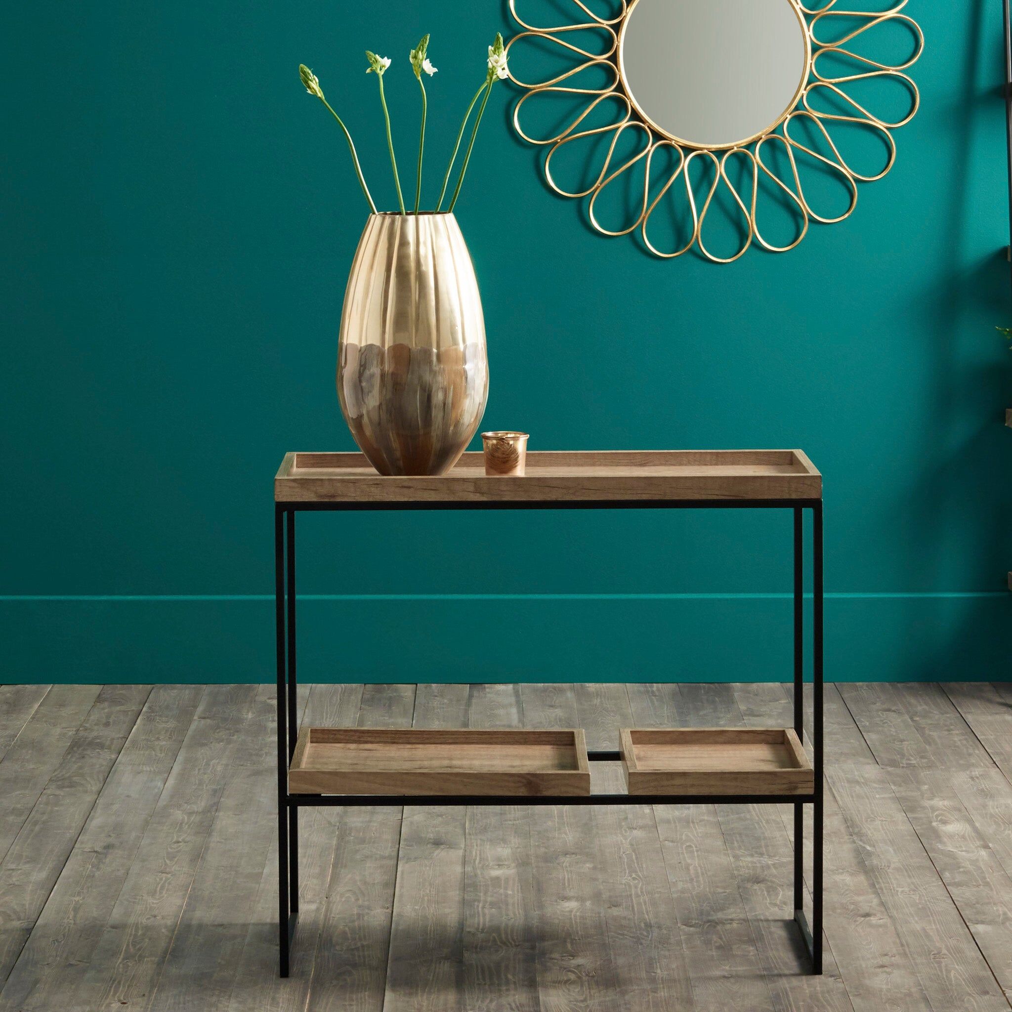 Pacific Lifestyle - Gallery Natural Wood Veneer & Black Metal 2 Shelf Unit