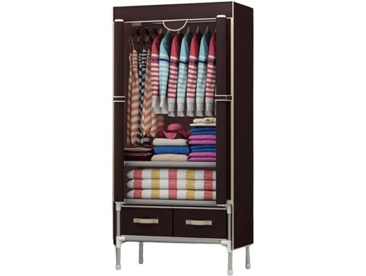 LoiYtrd Dicker, verstärkter Stoffschrank, platzsparend, tragbar(Coffee)