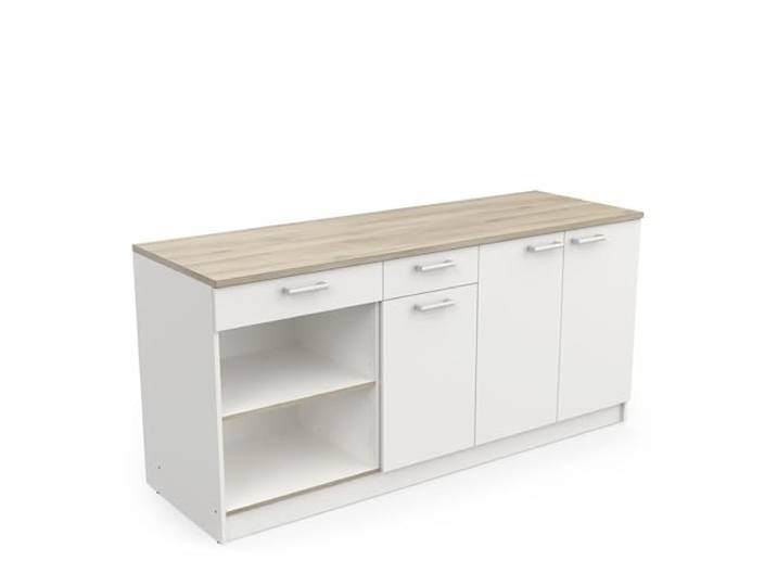 möbelando Miniküche >Cooking< in Matt weiß - 180x82,5x60cm (BxHxT)