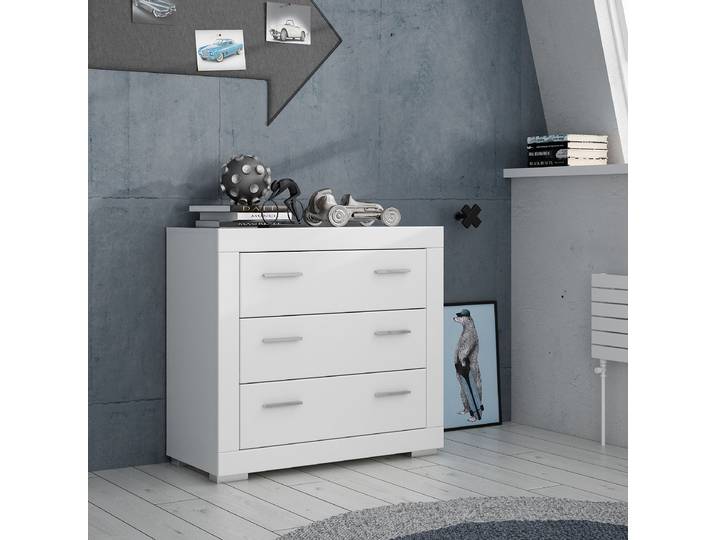 Commode avec 3 tiroirs 96 x 87 x 41cm Blanc
