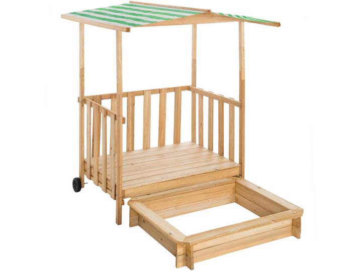 tectake Sandkasten Gretchen, 106 x 105 x 137 cm, grün, Grün, Holz, 105x137x106 cm, Freizeit & Co, Gartenspielzeug, Sandkästen