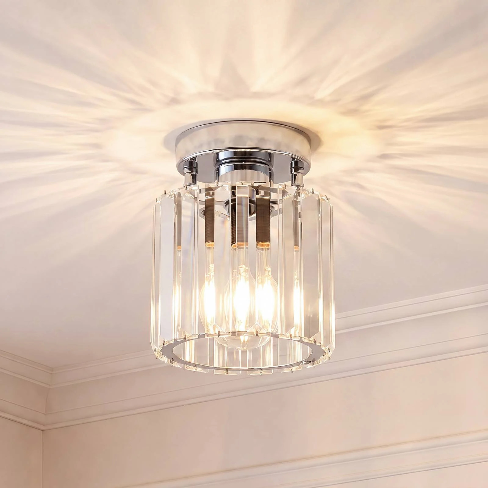 Opviq Plafondlamp Yakops, Chroom/Zilver, Glas, Dimbaar