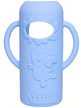 Tiny Tots Teens Trends Durable New Elephant Narrow neck Bottle Silicone Handle Sleeve For Milk Bottle, Juice Or Water Bottle blue