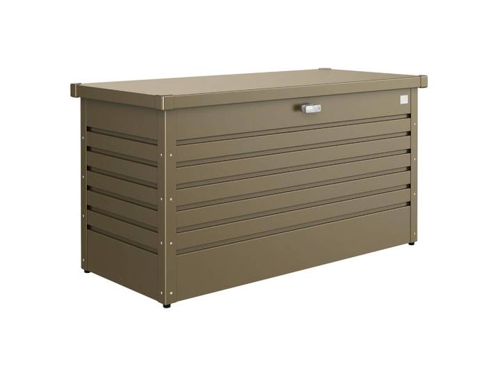 Biohort Kissenbox, Bronzefarben, Metall, 160x83x79 cm, Qualität aus Österreich, Deckel aufklappbar, absperrbar, integrierte Durchlüftung, wartungsfrei, regenwasserdicht, Gartenzubehör, Kissenboxen