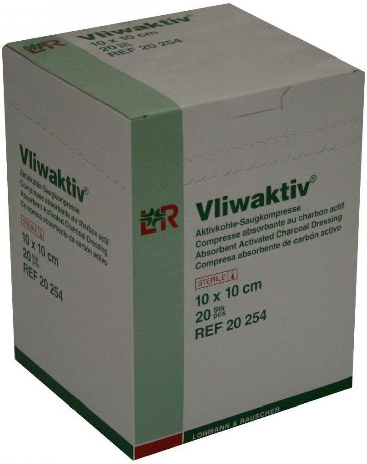Vliwaktiv Aktivkohle-saugkomp.10x10 cm steril
