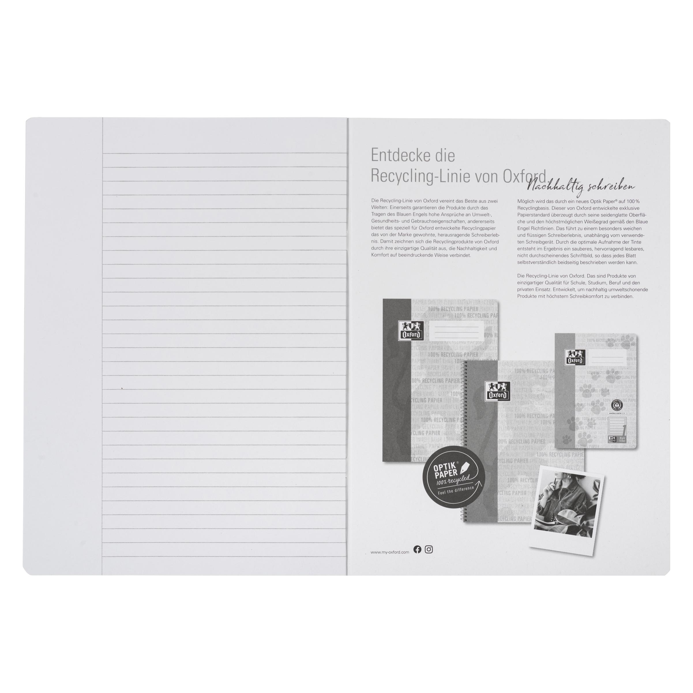 Oxford Recycling Schulheft, A4, Lineatur 25 (A4, Liniert, Kein Einband) (400158978)