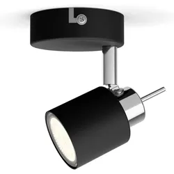 Philips 1er Meranti Decken-/Wandspot in Schwarz mit 1 x GU10 Fassung IP20 - GU10 Leuchtmittel nicht enthalten