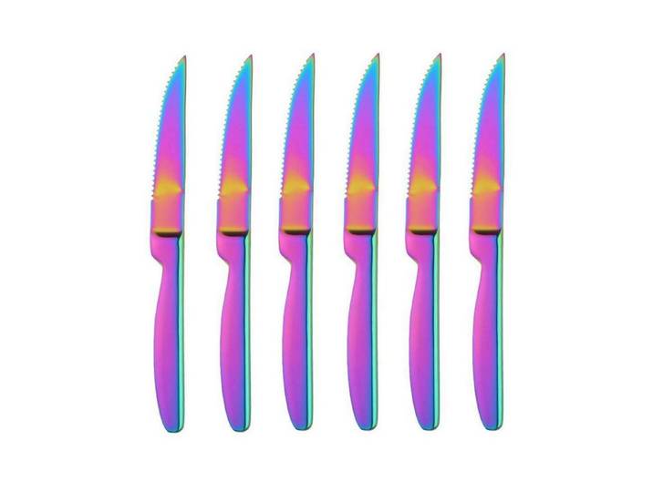 LuxusKollektion Steakmesser Steakmesser Set 6-tlg Edelstahl Regenbogen 22cm