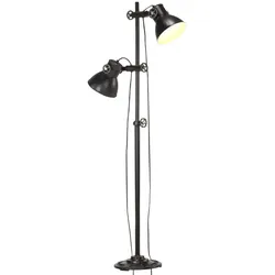 Helloshop26 - Stehlampe mit 2 verstellbaren Schirmen modernes Wohnzimmer Industrie-Design 28 x 160 cm aus schwarzem Eisen