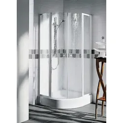Kermi Viertelkreis Nova 2000 P53 V32 x1850, silber mattglanz, Kunstglas Kerolan Fontana N2P53V321811K