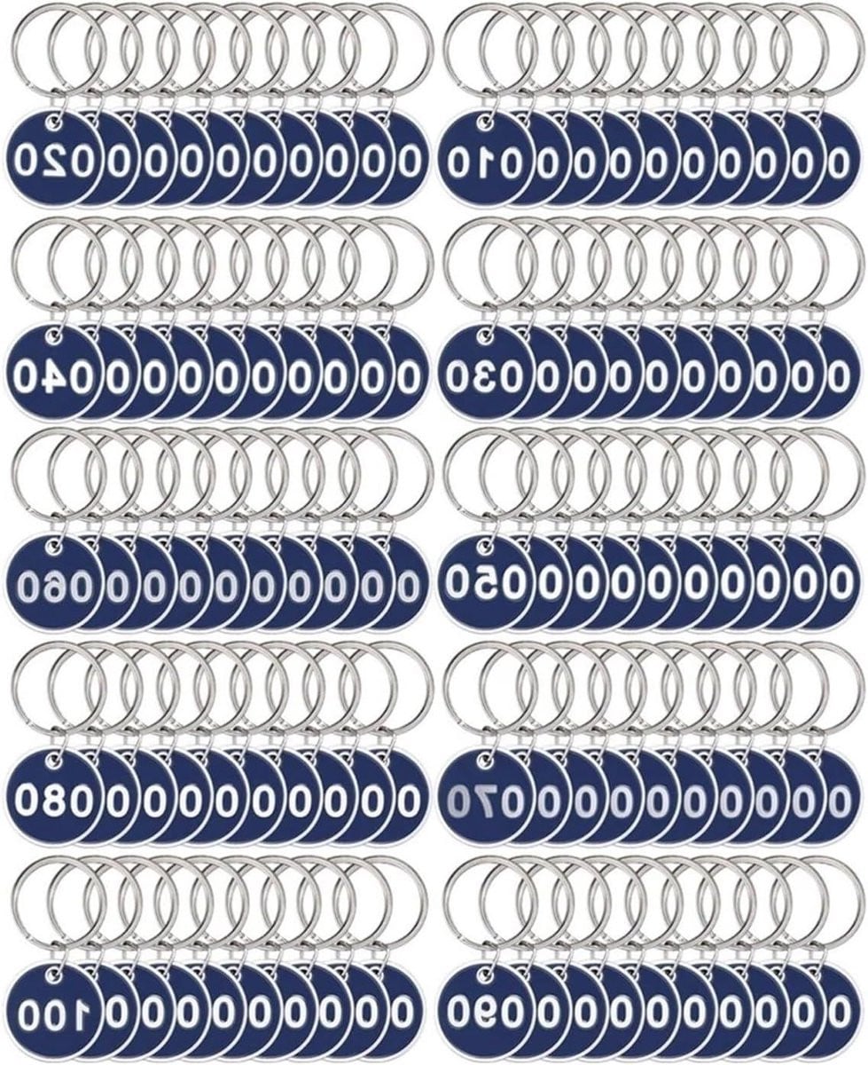 Metalen Nummerlabels - Ronde Tags - Blauw - 100 stuks