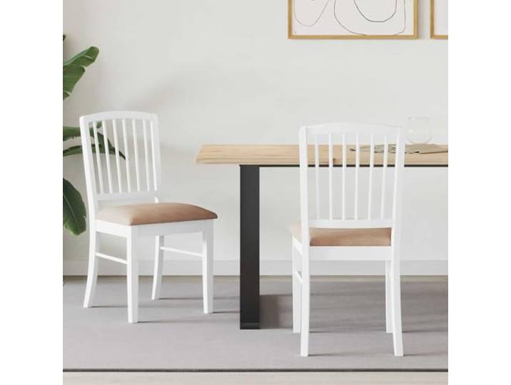 HGPOTUY Esszimmerstühle 2er Set Massives Gummiholz Weiß Moderne Küchenstühle, Bequeme Rückenlehne, Pflegeleicht, Vielseitig für Esszimmer