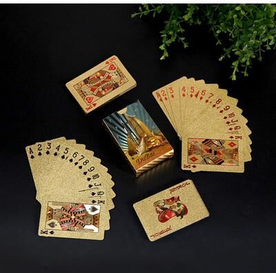 Discount Dollar Deals Gold Waterproof Playing Cards, Plastic Poker Game, Table Games For Halloween Christmas, Family Game Nights, Board Game dubai