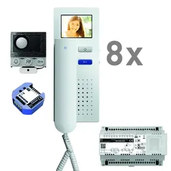 TCS PVIH080/001 video:pack Einbau Briefkasten für 8 Wohneinheiten, mit Einbaulautsprecher ASI12000 + 8x Türtelefon IVH3222, Steuergerät +