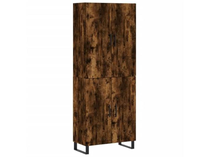 GHVBNMF Highboard Räuchereiche 69,5x34x180 cm Holzwerkstoff Schrank Elegantes Standregal mit Türen & Metallfüßen für Wohnzimmer und Flur. Viel Stauraum in Räuchereiche-Optik.