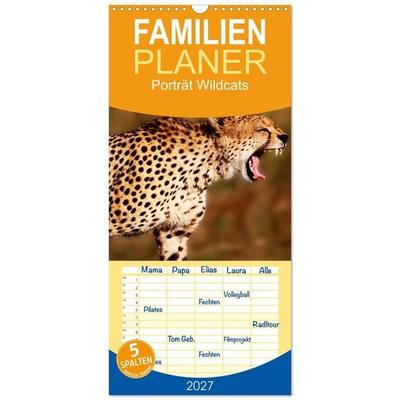 Familienplaner 2027 - Porträt Wildcats mit 5 Spalten (Wandkalender, 21 x 45 cm) CALVENDO