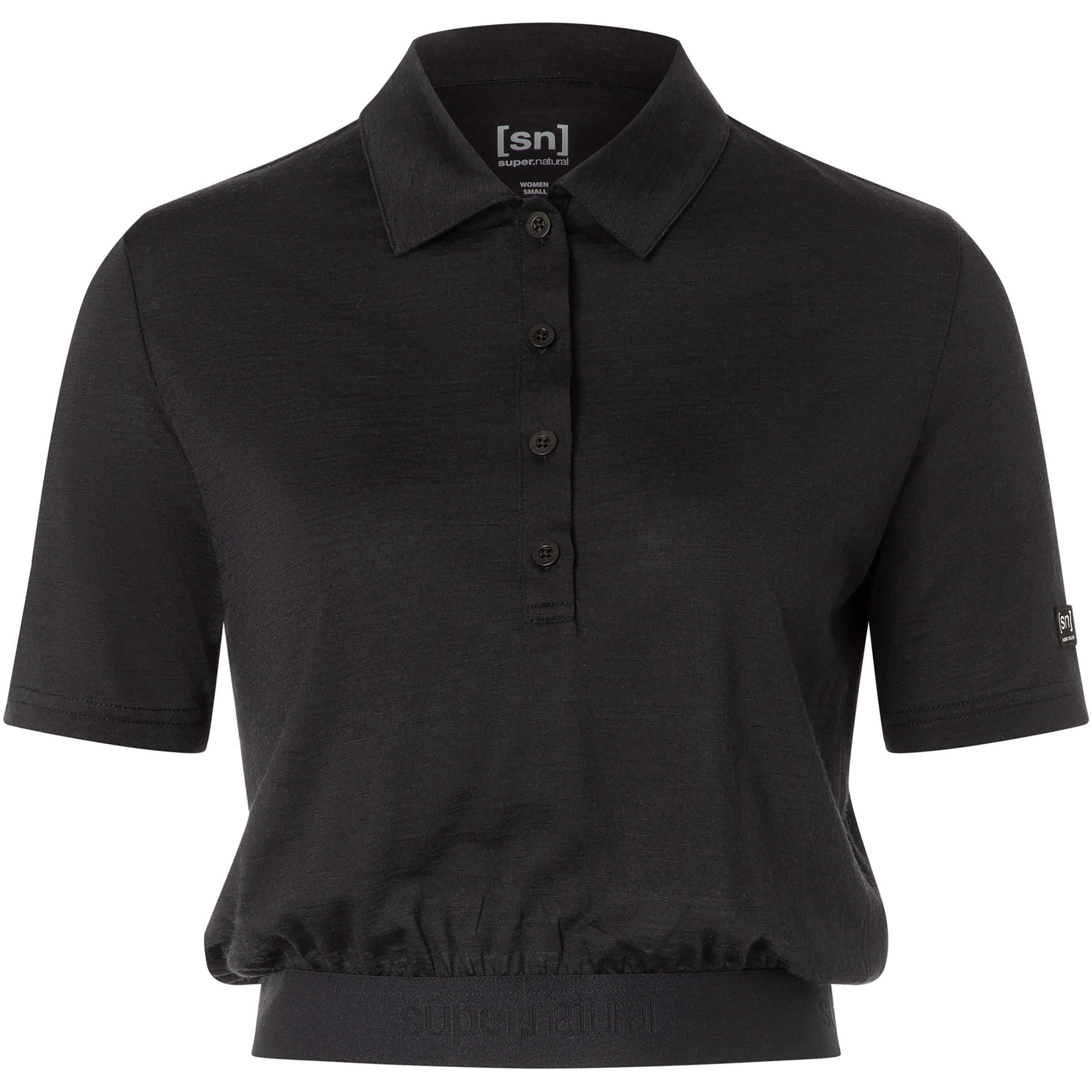 Super.Natural Crop Polo Damen T-Shirts schwarz Größe M Lifestyle Hautfreundlich Merinowolle
