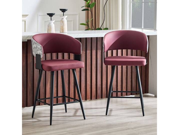Chaise rembourrée moderne - Rouge - PU - 46x47x94.5 cm - 7.92 kg - Design minimaliste - Rembourrage cuir synthétique