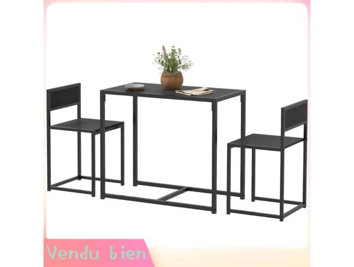 LIA Ensemble table+2 chaises encastrables noir