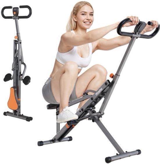 Hydraulische Kniebeugenmaschine mit einstellbarem Widerstand - 11 kg Gewichtung. Rahmen: Grau. Core Trainer. Klappbares Fitnessgerät
