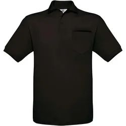 B&C Herren Piqué Polo mit Brusttasche Safran Pocket PU415 black M