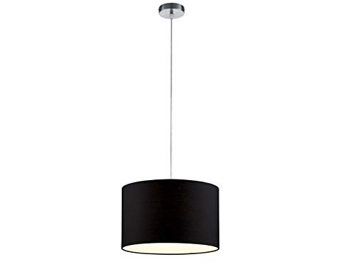 Trio Leuchten Hanglamp Series 4611 in mat nikkel en zwarte stoffen kap