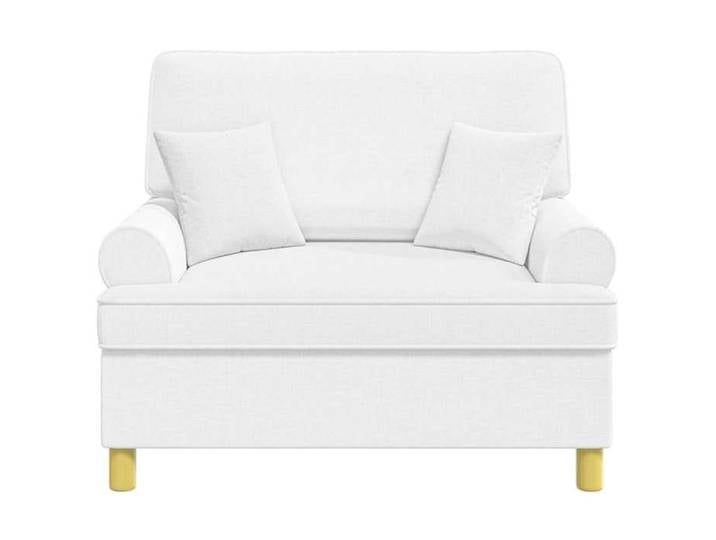 Blanc Chaise confortable LEMON Fauteuil XXL avec coussins Blanc Tissu Pour maison/bureau_20228