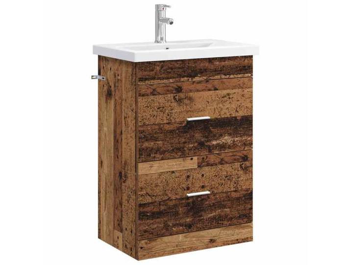 Meuble - Armoire WC - Marron - Ensemble de mobilier de salle de bain Bois ancien_3614
