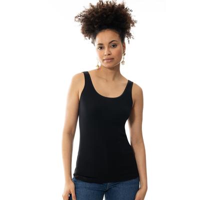 Tanktop MEY "NOBLESSE", Damen, Gr. 46, schwarz, Feinripp, Obermaterial: 100% Baumwolle, unifarben, Basic hüftbedeckend, tiefer Rundhals, Tops Tanktop, ohne auftragende Seitennähte, Slim Fit, tiefer Rundhalsausschnitt