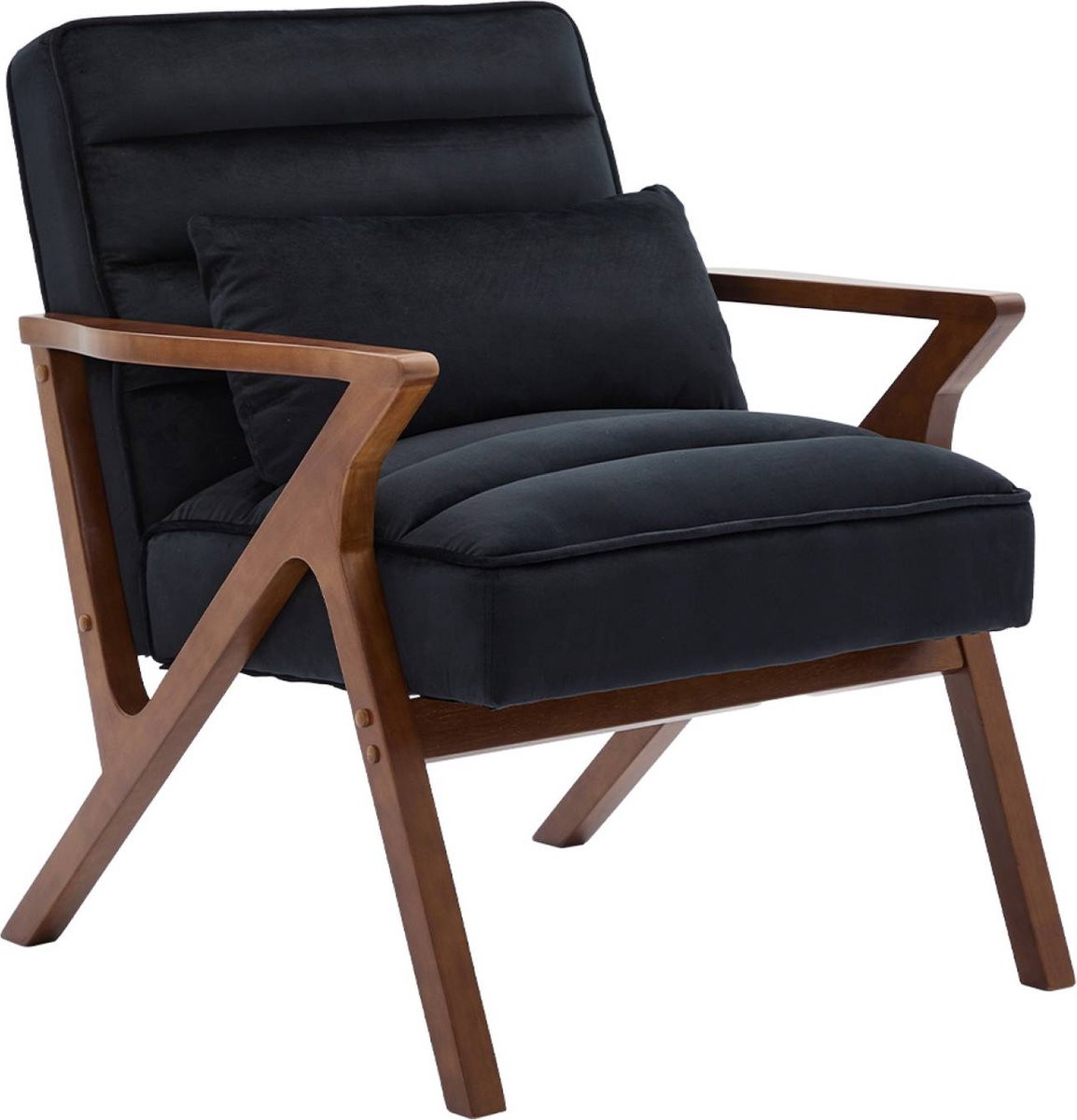 Sweeek Antoine Scandinavische fauteuil van hout en fluweel in shell
