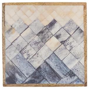 Saro Geometric Mosaic Coasters, Set of 4 - Wood Framed Drink Coasters for Coffee and Dining Tables