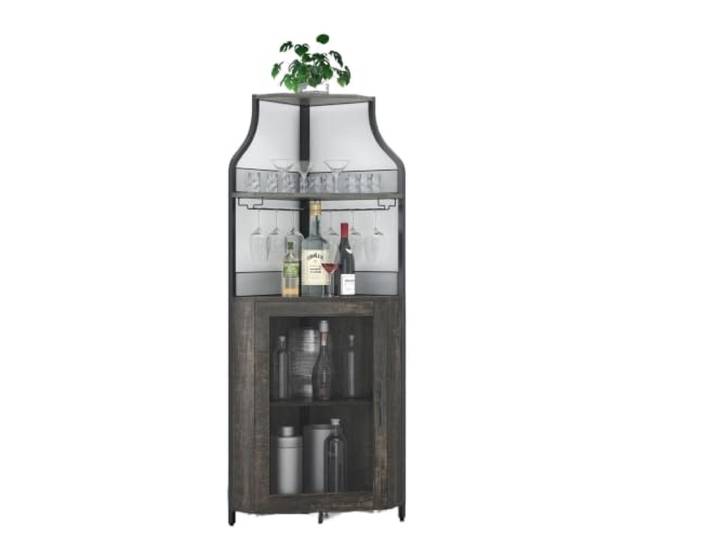 XPJYUA Eck Barschrank Eckweinschrank mit abnehmbarem Gestell Bar mit Scheunentor und Glashalter, Buffet und Zuhause(Color1)