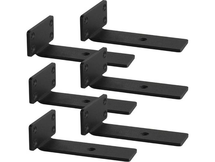 Lot de 6 Supports d'Étagère 15cm Noir Capacité 75kg avec Vis