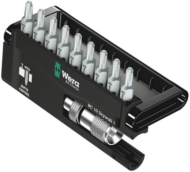 Assortiment d'embouts BC constr. à sec/9 10pces 9 embouts PH 2 support av.butée ; Wera (05136011001)