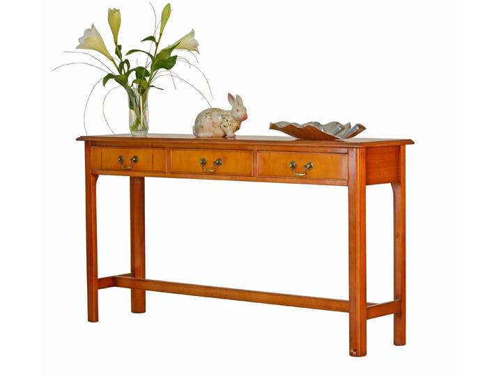 Kai Wiechmann Konsolentisch Konsole 3 Schubladen Eibe, Wandtisch, Beistelltisch, Hall Table, edles Furnierholz, stilvoll, hochwertig, made in England