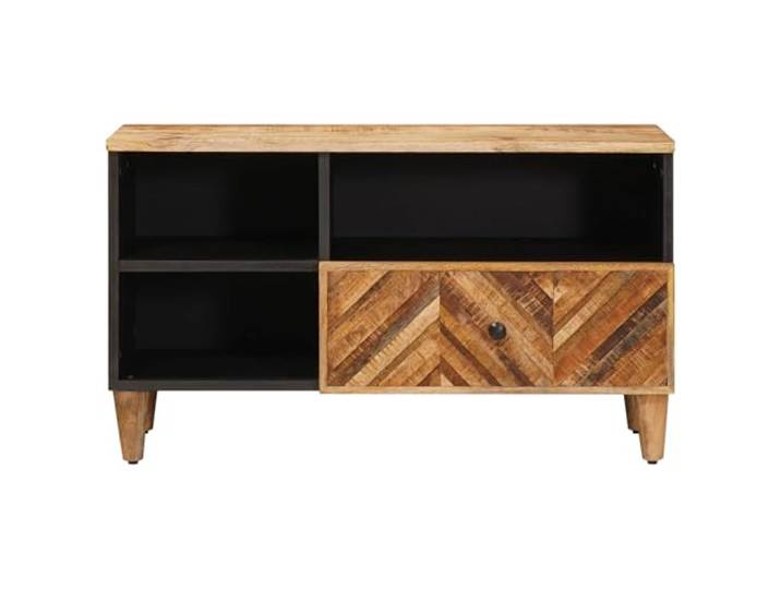 KTHLBRH TV-Schrank aus Mangoholz, massiv, braun, 80 x 33,5 x 46 cm mit Schublade, Messinggriffe, modernes Design, pflegeleicht, Wohnzimmer