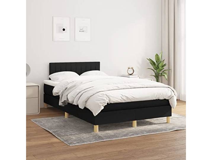 KTHLBRH Bettgestell aus Stahl, schwarz, 100 x 200 cm Bettgestell mit Stauraum, inkl. Lattenrost, Kopfteil für Rückenstütze, robuste Konstruktion