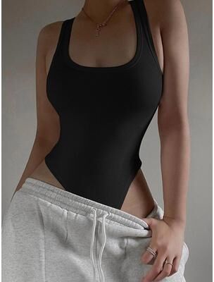 Youfap Market Sexy Off Shoulder Sleeveless Knit Bodysuit Bodycon Halter Top For Women black s