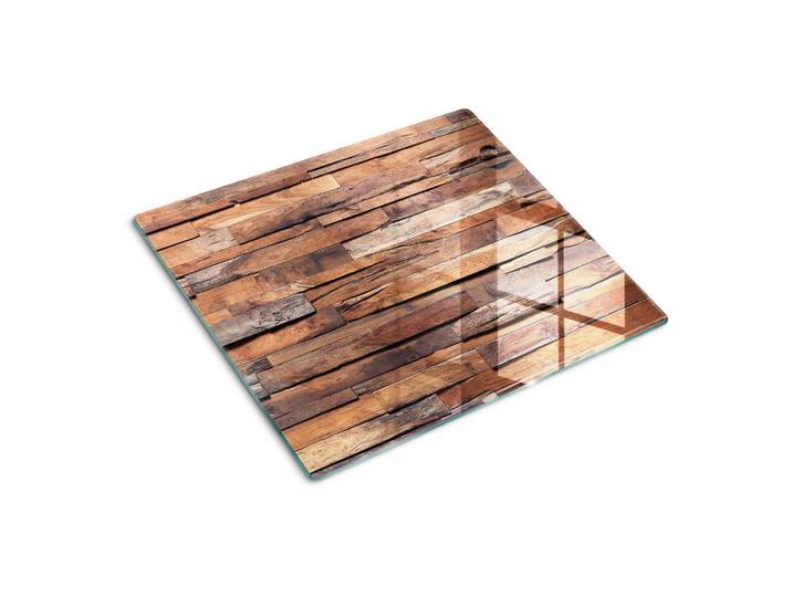 Tulup Glasplatte 60x52 cm Holzwand, Braun, Glas, 60x0.4x52 cm, Küchen, Küchenelektrogeräte, Herde, Herdabdeckplatten